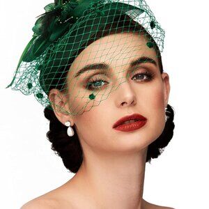 Fascinators Hat Women Mesh Floral Feather Hair Clip Headband Bridal Party